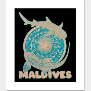 Maldives Leopard Shark Whitetip Reef Shark Posters and Art